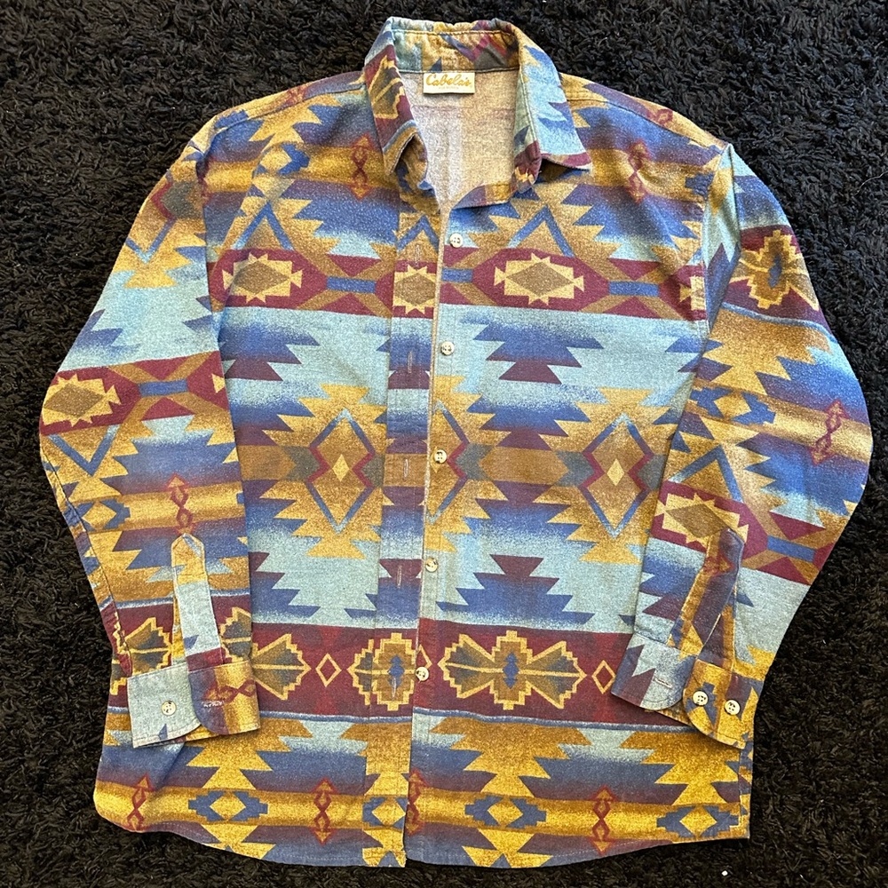 Vintage cabelas aztec print shirt